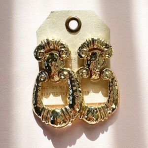 Anthropologie Gold Tone Chunky Door Knocker Earrings | NWT